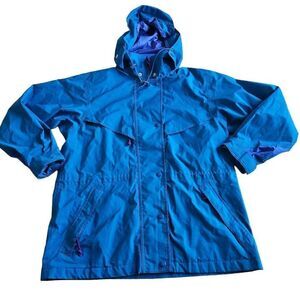 Vintage L.L. bean womens Sz M teal purple Anorak zip up windbreaker jacket
